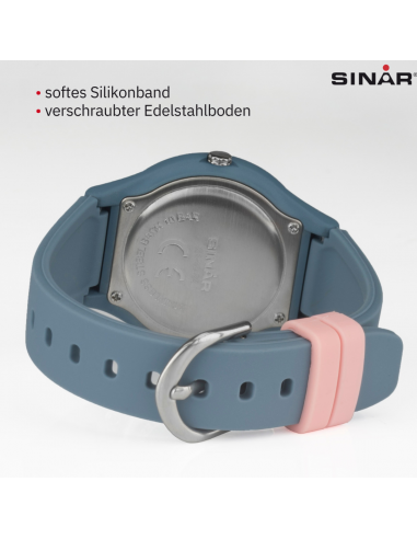 Sinar Armbanduhr - Analog - Taubenblau / Rosé - 39 mm - Verstellbares Band 13-18,5cm - XB-48-22