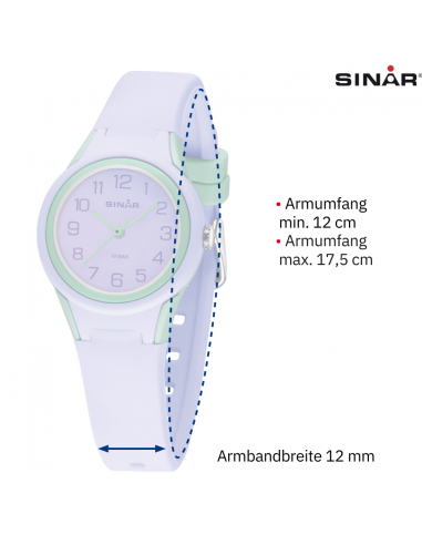 Sinar Uhr - Analog - Flieder / Mint - 29mm - 10 Bar - Weiches Verstellbares Band 12-17.5cm - XB-47-7