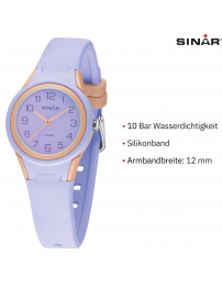 Sinar Uhr - Analog - Flieder / Apricot - 29mm - 10 Bar - Weiches Verstellbares Band 12-17.5cm - XB-47-17