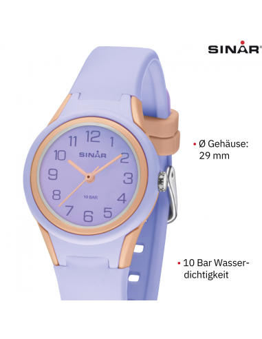 Sinar Uhr - Analog - Flieder / Apricot - 29mm - 10 Bar - Weiches Verstellbares Band 12-17.5cm - XB-47-17