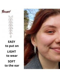 Grossé Clip-on Earrings - Pendants - Silver Coloured - Crystals - 40x10 mm - Platinum Plated - GA61560P
