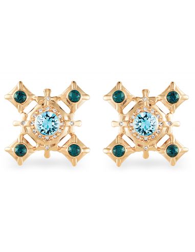 Grossé Clip-on Earrings - Dynasty - Gold Coloured - Crystal - Blue - 20x20 mm - Gold Plated - GJ64325
