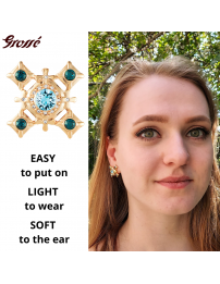 Grossé Clip-on Earrings - Dynasty - Gold Coloured - Crystal - Blue - 20x20 mm - Gold Plated - GJ64325
