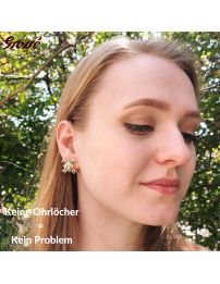 Grossé Ohrclip - Dynasty - Goldfarbe - Kristall - Blau - 20x20 mm - 22ct Vergoldet - GJ64325
