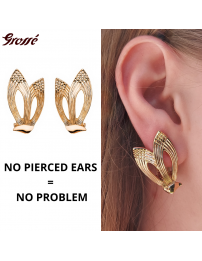 Grossé Clip-on Earrings - Victory - Gold Coloured - Gold Plated - 31x19 mm - GJ63509