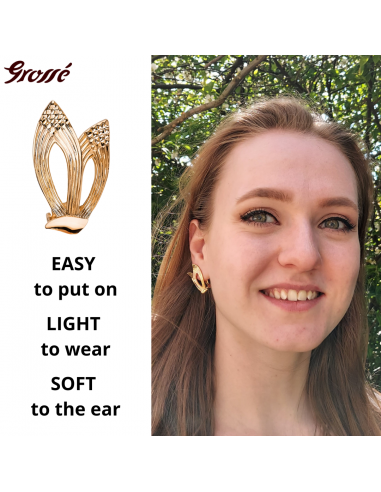 Grossé Clip-on Earrings - Victory - Gold Coloured - Gold Plated - 31x19 mm - GJ63509