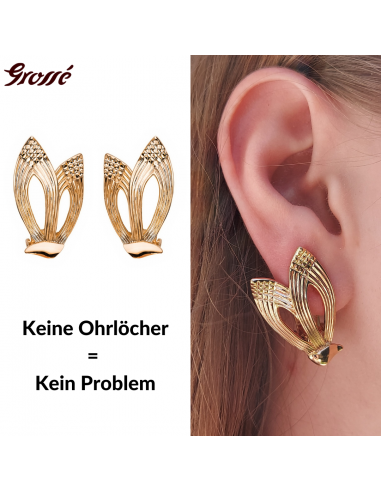 Grossé Ohrclip - Victory - Goldfarbe - 22ct Vergoldet - 31x19 mm - GJ63509