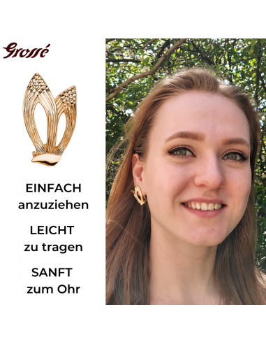 Grossé Ohrclip - Victory - Goldfarbe - 22ct Vergoldet - 31x19 mm - GJ63509
