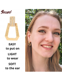 Grossé Clip-on Earrings - Pendants - Gold Coloured - Crystal - 30x20 mm - Gold Plated - GJ64180