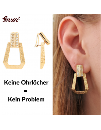 Grossé Ohrclip - Hänger - Goldfarbe - Kristall - 30x20 mm - Vergoldet - GJ64180