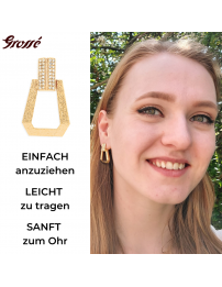 Grossé Ohrclip - Hänger - Goldfarbe - Kristall - 30x20 mm - Vergoldet - GJ64180