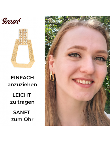 Grossé Ohrclip - Hänger - Goldfarbe - Kristall - 30x20 mm - Vergoldet - GJ64180