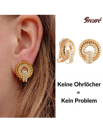 Grossé Ohrclip - Tourbillon - Goldfarbe - Kristall - 20x18 mm - Vergoldet - GJ64357