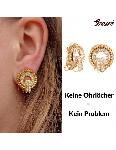 Grossé Ohrclip - Tourbillon - Goldfarbe - Kristall - 20x18 mm - Vergoldet - GJ64357