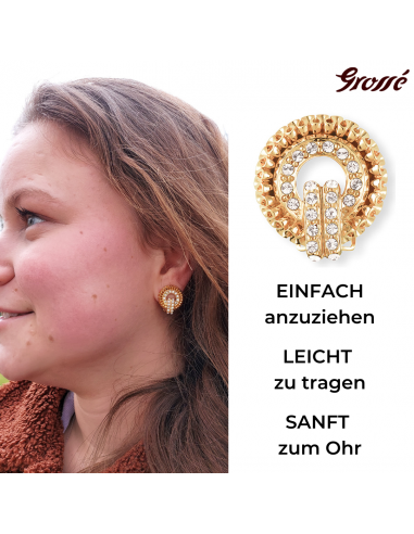 Grossé Ohrclip - Tourbillon - Goldfarbe - Kristall - 20x18 mm - Vergoldet - GJ64357
