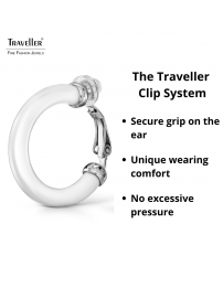 Traveller Clip-on Earrings - Hoop Earrings - Platinum Plated - White Resin - 25 mm - Silver Coloured - 157714