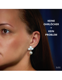 Traveller Ohrclip - Hänger - Platiniert - Perle - 10mm - Weiß - Kristalle - Email Weiß - 26x18 mm - 114261