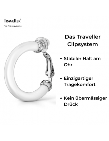 Traveller Ohrclips - Ohrringe - Platiniert - Resin Weiss - 25 mm - Silberfarbe - 157714