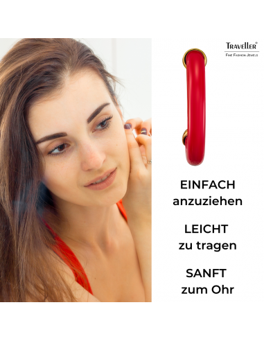 Traveller Ohrclips - Ohrringe - Vergoldet 22kt - Rot Resin - 25 mm - 157716