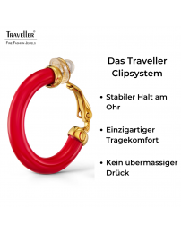 Traveller Ohrclips - Ohrringe - Vergoldet 22kt - Rot Resin - 25 mm - 157716