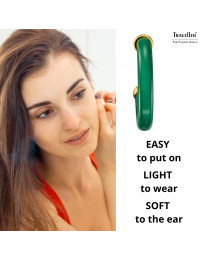 Traveller Clip-on Earrings - Hoop Earrings - Gold Plated 22ct - Green Resin - 25 mm - 157717