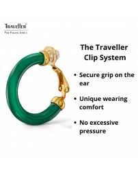 Traveller Clip-on Earrings - Hoop Earrings - Gold Plated 22ct - Green Resin - 25 mm - 157717