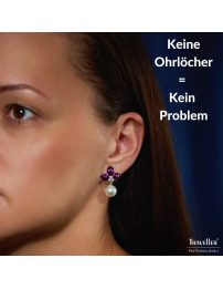Traveller Ohrclip - Hänger - Platiniert - Perle - 10mm - Weiß - Kristalle - Email Violett - 26x18 mm - 114263
