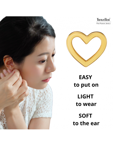 Traveller Earrings - Gold Plated - Heart - Stainless Steel - 6x7 mm - 166339 