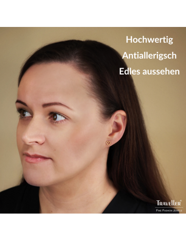 Traveller Ohrstecker - Vergoldet - Herz - Edelstahl - 6x7 mm - 166339 