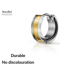 Traveller Earrings - Hoop Earrings - Bicolor - Gold Plated - Ø13mm - Stainless Steel - Silver & Gold Coloured - 166345