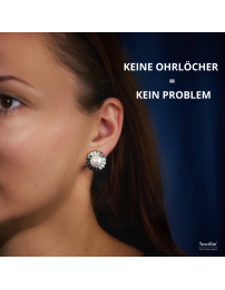 Traveller Ohrclips - Silberfarben - Perle - 10 mm - Weiß - Platiniert - Blume - 19 mm - 114270