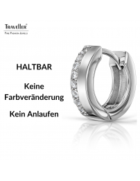 Traveller Ohrringe - Silberfarbe - Zirkonia - Ø 16 mm - Edelstahl - 166351