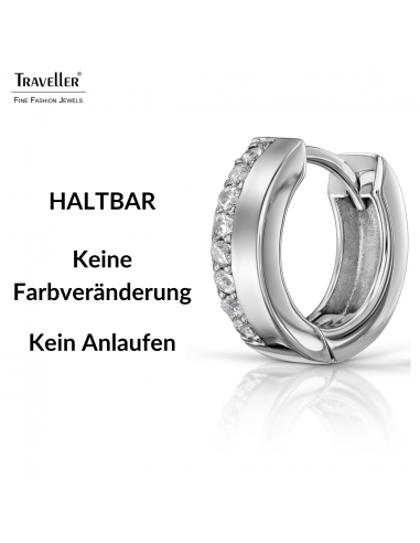 Traveller Ohrringe - Silberfarbe - Zirkonia - Ø 16 mm - Edelstahl - 166351