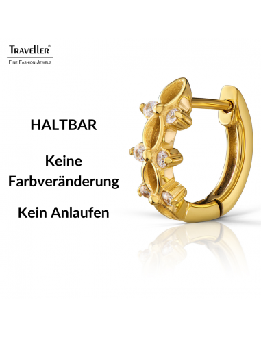 Traveller Ohrringe - Vergoldet - Zirkonia - Ø 14 mm - Edelstahl - 166354