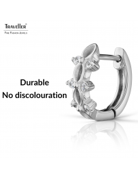 Traveller Hoop Earrings - Silver Coloured - Zirconia - Ø 14 mm - Stainless Steel - 166355