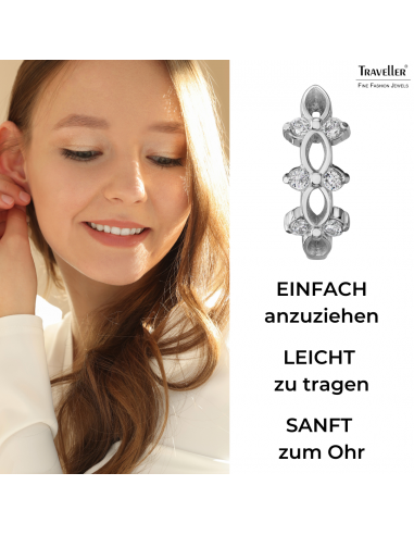 Traveller Ohrringe - Silberfarbe - Zirkonia - Ø 14 mm - Edelstahl - 166355