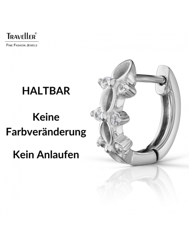 Traveller Ohrringe - Silberfarbe - Zirkonia - Ø 14 mm - Edelstahl - 166355