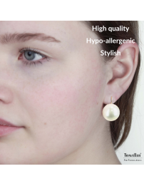 Traveller Drop Earrings - Pearl - 16 mm - White - 22ct gold plated - 901616