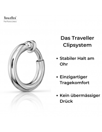 Traveller Ohrclips - Creolen - Silberfarbe -18 mm - Platiniert - 157600
