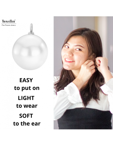 Traveller Drop Earrings - Pearl - 16 mm - White - Platinum Plated - 901716