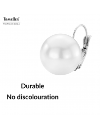 Traveller Drop Earrings - Pearl - 16 mm - White - Platinum Plated - 901716