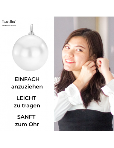 Traveller Ohrhänger - Brisur - Perle - 16 mm - Weiss - Platiniert - 901716