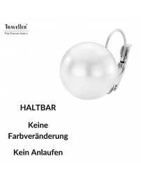 Traveller Ohrhänger - Brisur - Perle - 16 mm - Weiss - Platiniert - 901716