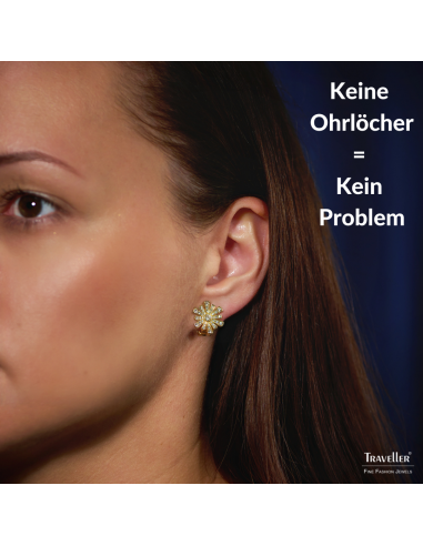Traveller Ohrclip - Vergoldet - Kristalle - Blumenförmig - Ø 15mm - 157601