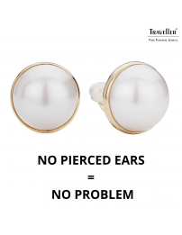 Traveller Clip-on Earrings - Gold Plated - Pearl - 20 mm - White - 194296