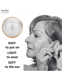 Traveller Clip-on Earrings - Gold Plated - Pearl - 20 mm - White - 194296