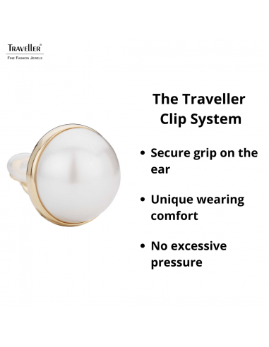 Traveller Clip-on Earrings - Gold Plated - Pearl - 20 mm - White - 194296