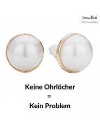 Traveller Ohrclips - Vergoldet 22ct - Perle - 20 mm - Weiss - 194296
