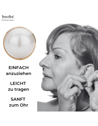 Traveller Ohrclips - Vergoldet 22ct - Perle - 20 mm - Weiss - 194296