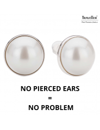 Traveller Clip-on Earrings - Platinum Plated - Pearl - 20 mm - White - 194297